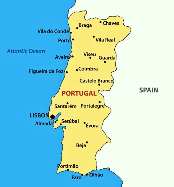 Detailed map of Portugal