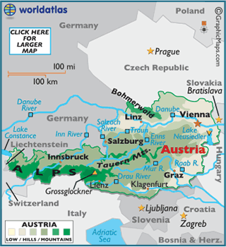 map of Austria